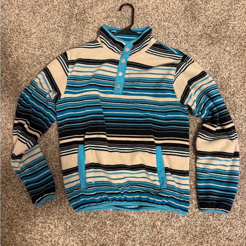 Striped Blue Pullover Half-Button Sweatshirt